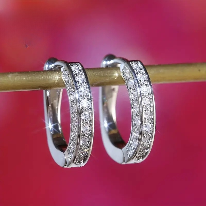 Moissanite Hoop Earrings – 14k Gold Plated