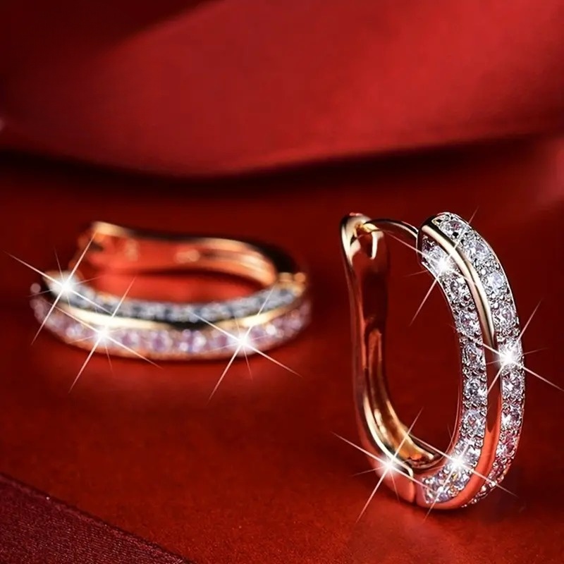 Moissanite Hoop Earrings – 14k Gold Plated