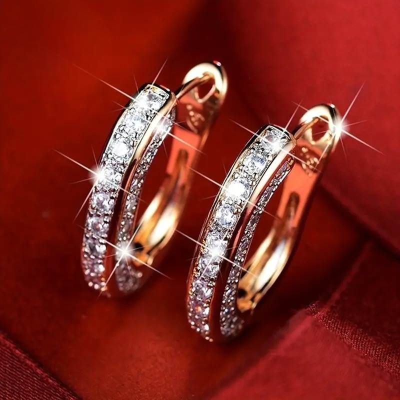 Moissanite Hoop Earrings – 14k Gold Plated