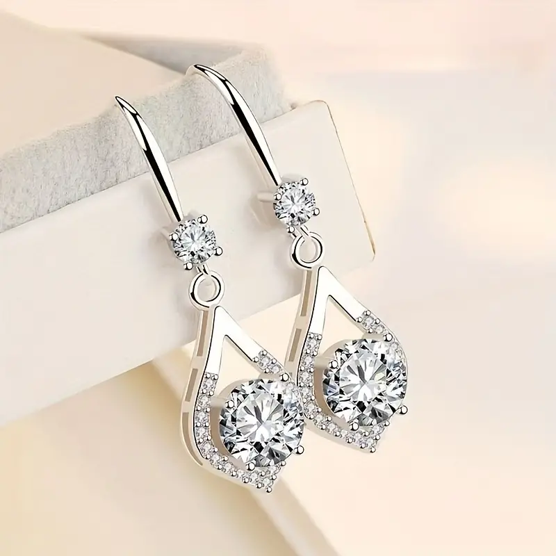 Moissanite Dangle Earrings – 925 Sterling Silver