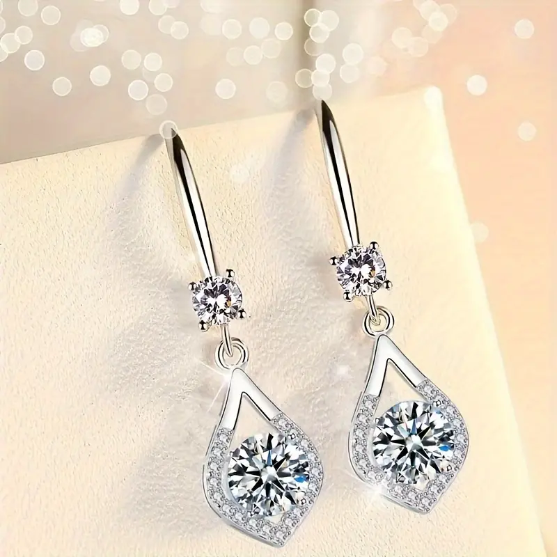 Moissanite Dangle Earrings – 925 Sterling Silver