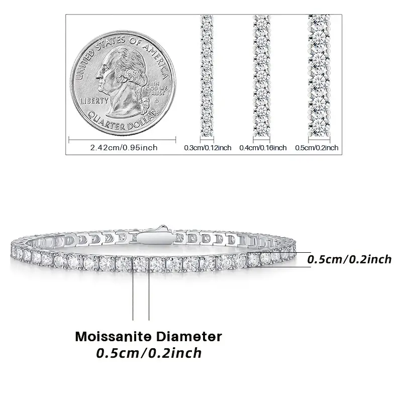 Moissanite Tennis Bracelet – 925 Sterling Silver