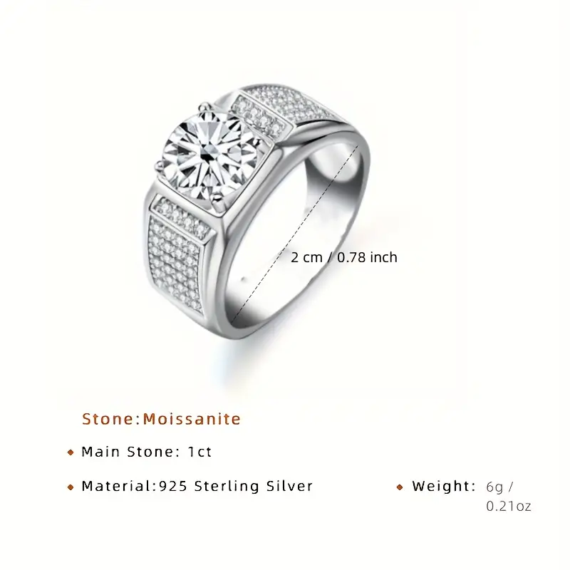 Moissanite 1 Carat Ring – 925 Sterling Silver