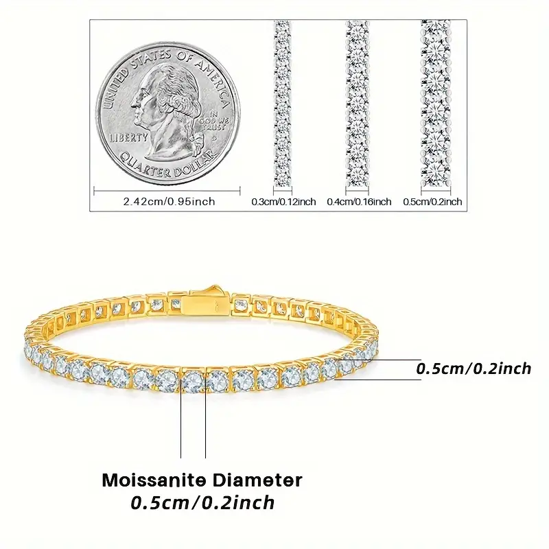 Moissanite Tennis Bracelet – 18k Gold Plated