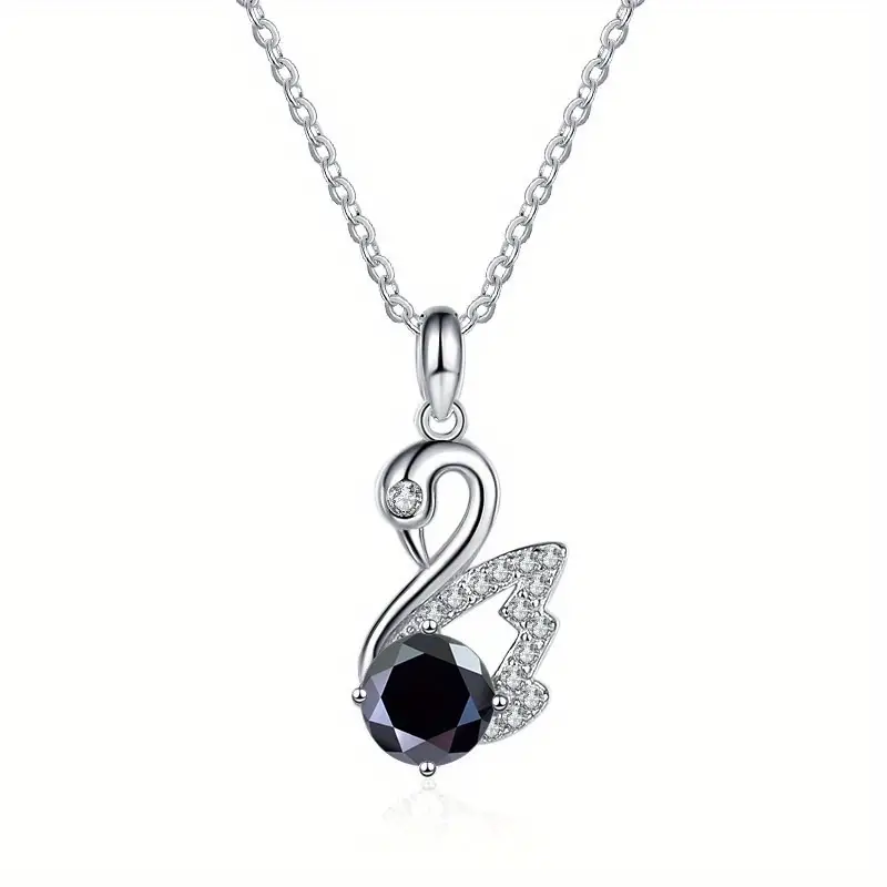 Moissanite Pendant & Chain – Swan – 925 Sterling Silver