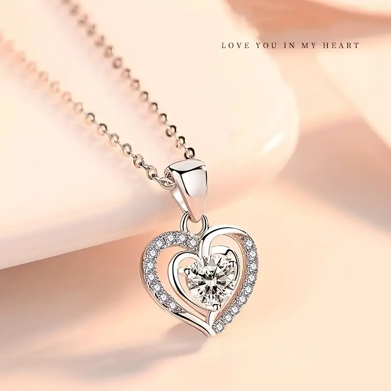 Moissanite Pendant & Chain – Heart – 3CT – 925 Sterling Silver