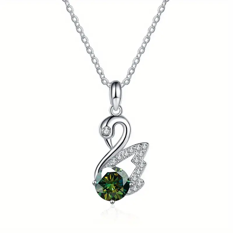 Moissanite Pendant & Chain – Swan – 925 Sterling Silver