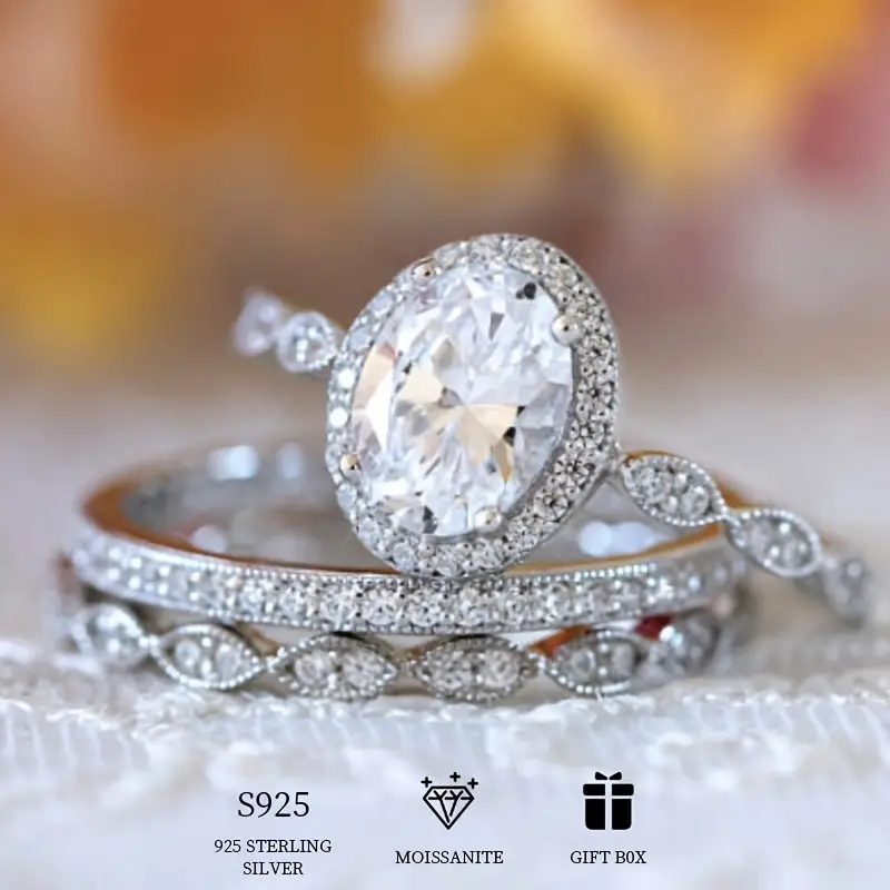 Moissanite 1 Carat Promise Stacking Ring – 925 Sterling Silver