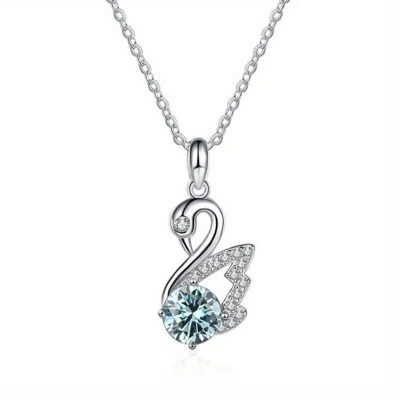 Moissanite Pendant & Chain – Swan – 925 Sterling Silver