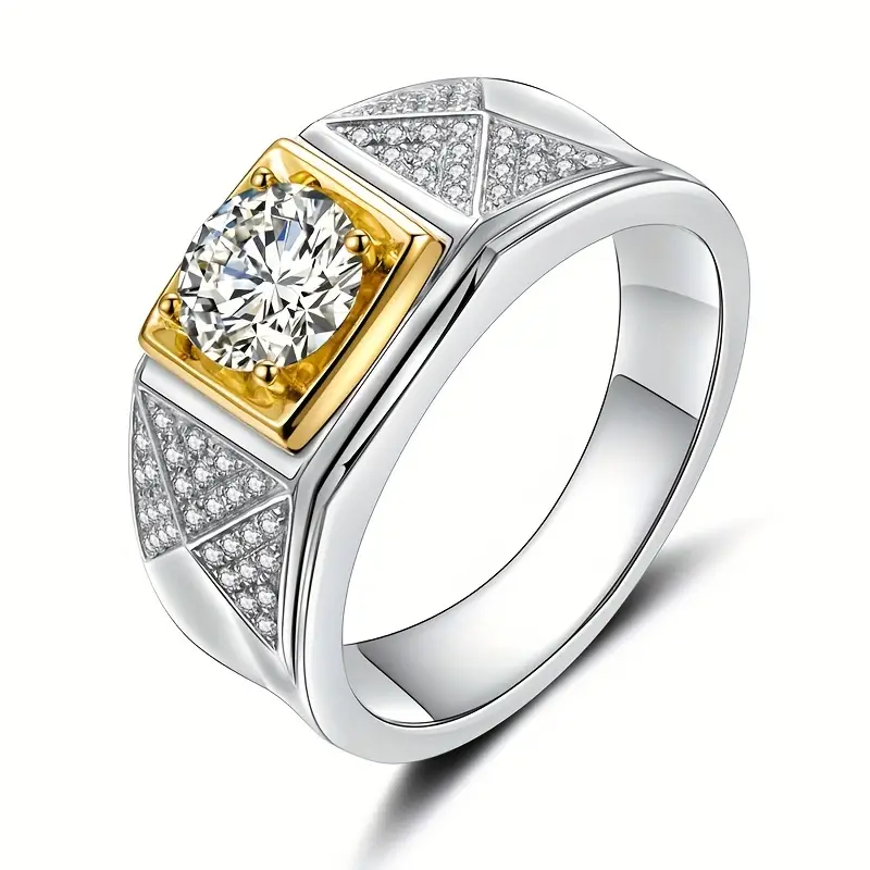 Moissanite 1 Carat Ring – 925 Sterling Silver + 18k Gold Plated