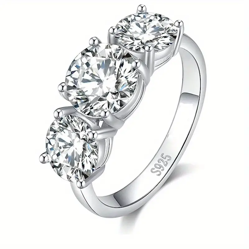 Moissanite 4 Carat Ring – 925 Sterling Silver