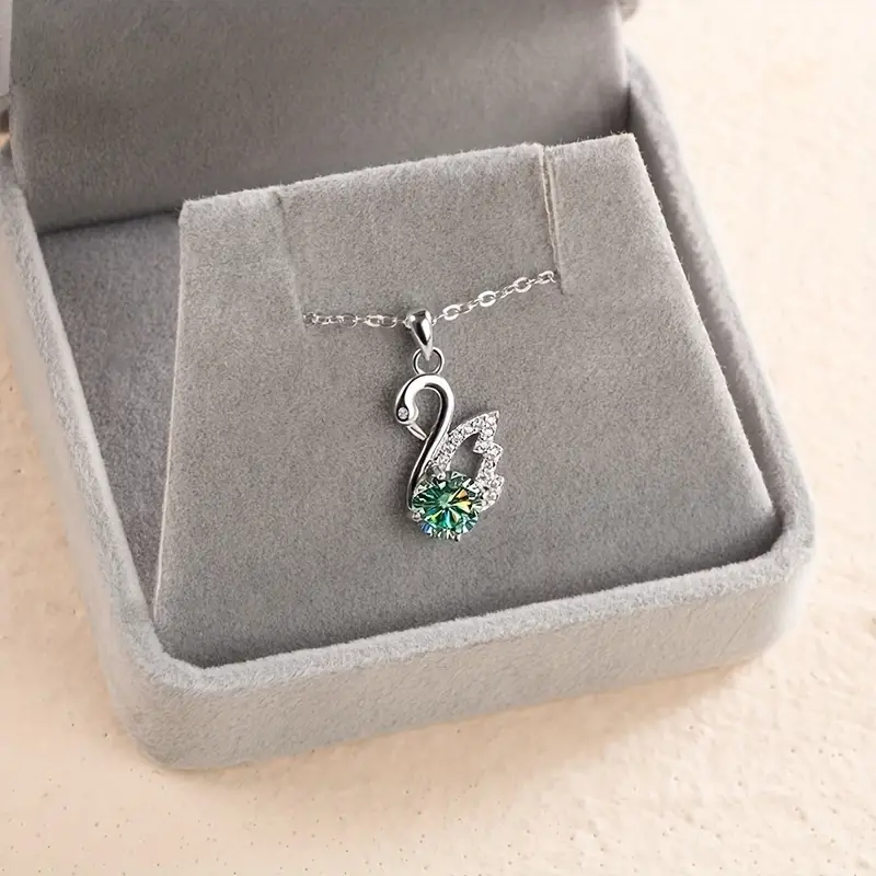 Moissanite Pendant & Chain – Swan – 925 Sterling Silver