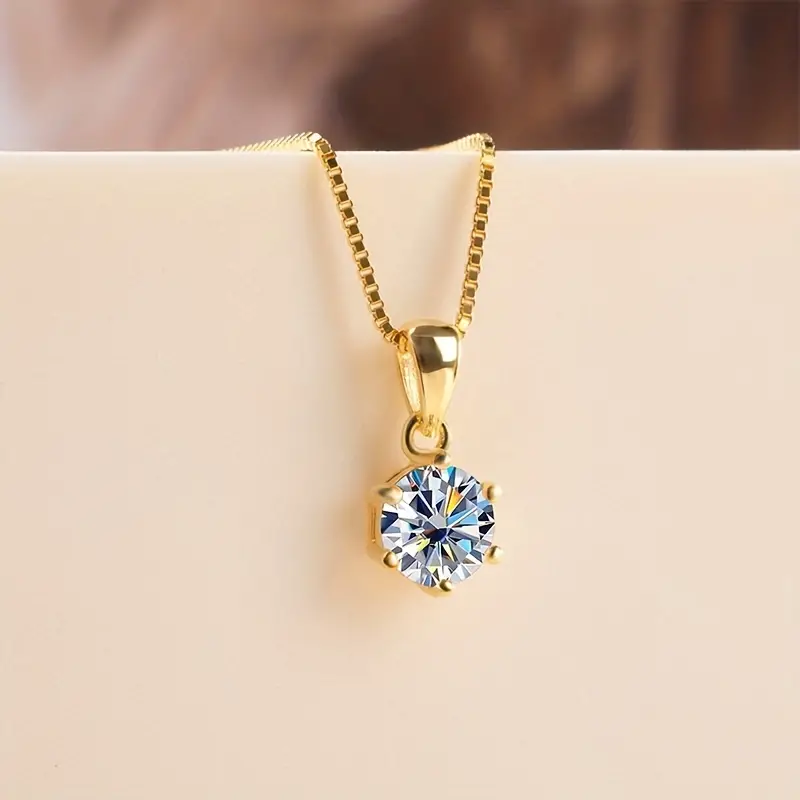 Moissanite Pendant & Chain – Gold Plated