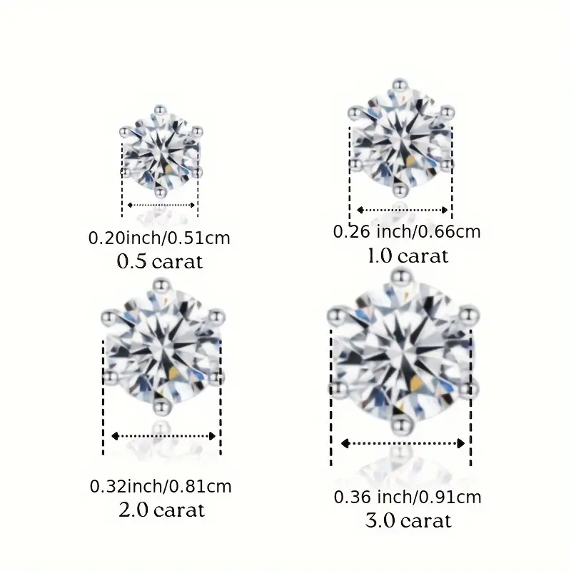 Moissanite 2 Carat Stud Earrings – 925 Sterling Silver