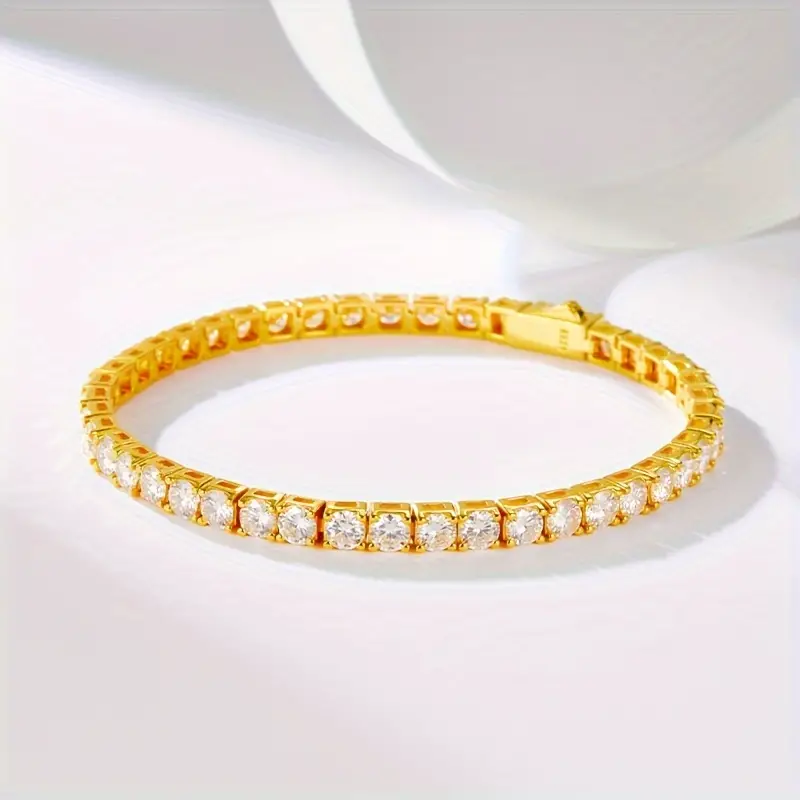 Moissanite Tennis Bracelet – 18k Gold Plated