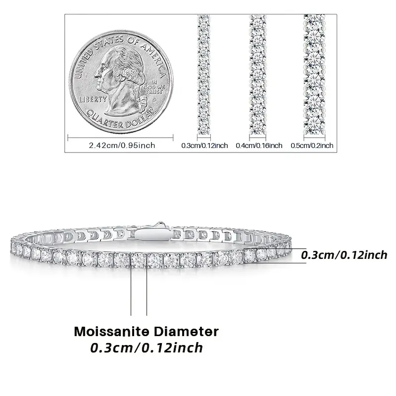 Moissanite Tennis Bracelet – 925 Sterling Silver