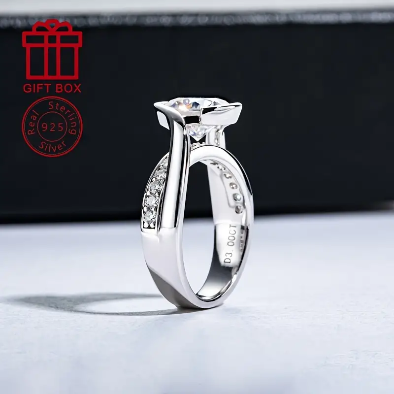 925 Silvery Moissanite 9.0mm Women’s Wedding Ring