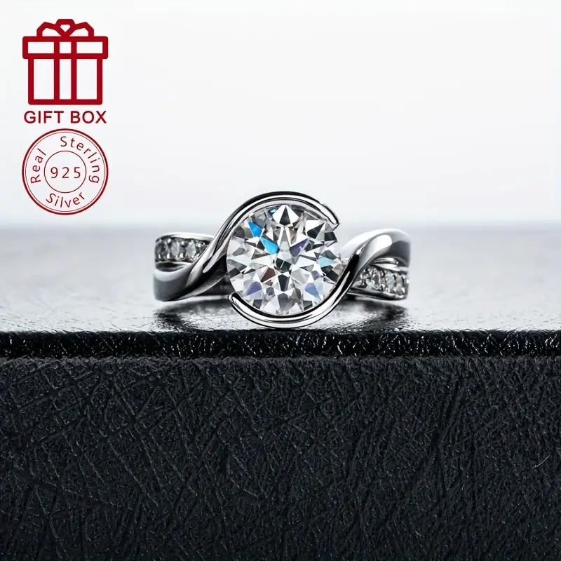 925 Silvery Moissanite 9.0mm Women’s Wedding Ring