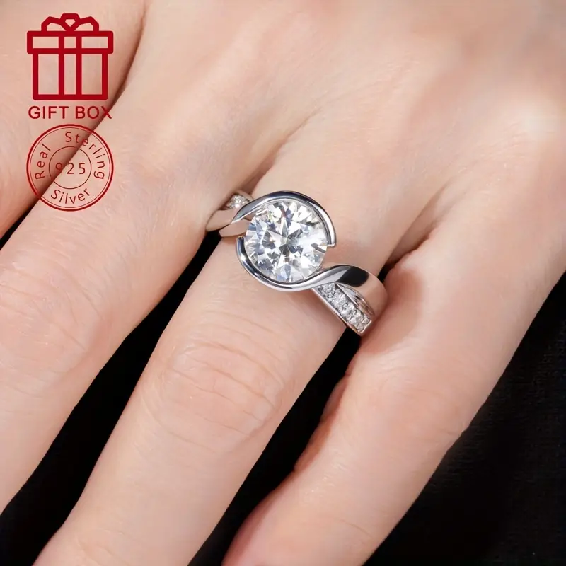 925 Silvery Moissanite 9.0mm Women’s Wedding Ring