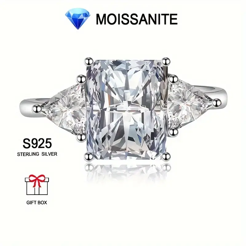 1pc 925 Sterling Silver 2 Carat Moissanite Ring