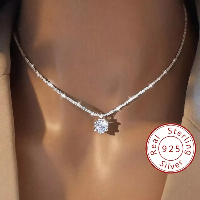 1CT Moissanite Necklace For Women