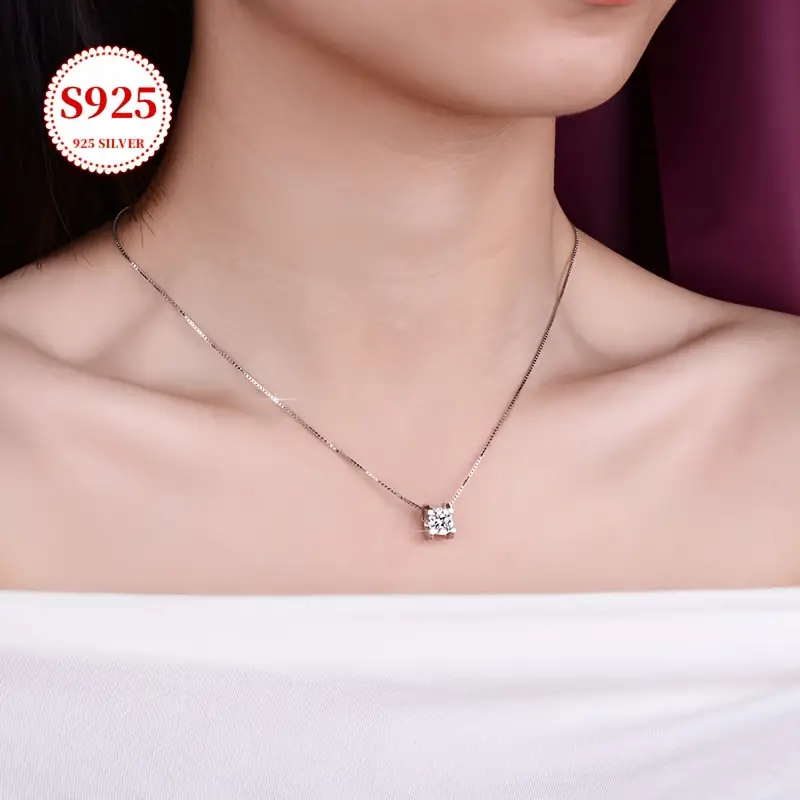 925 Silver Moissanite Pendant Necklace