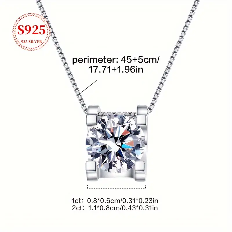 925 Silver Moissanite Pendant Necklace