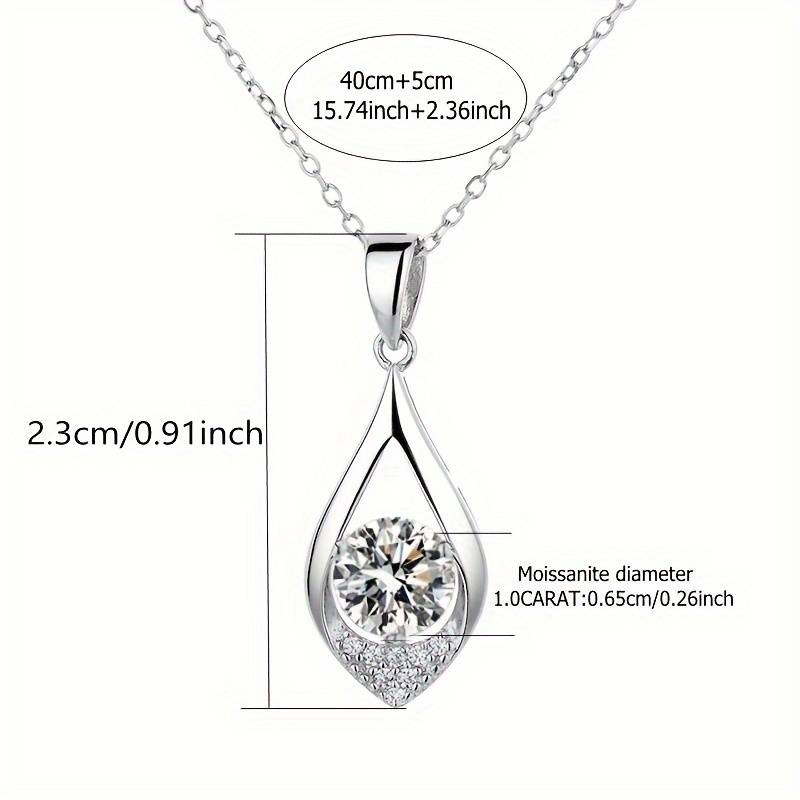 Teardrop Shape Moissanite 925 Sterling Silver Pendant Necklace