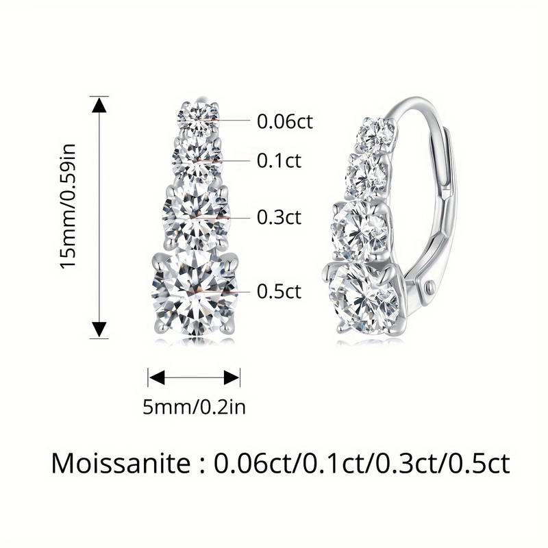 Silvery Shiny Moissanite Hoop Earrings