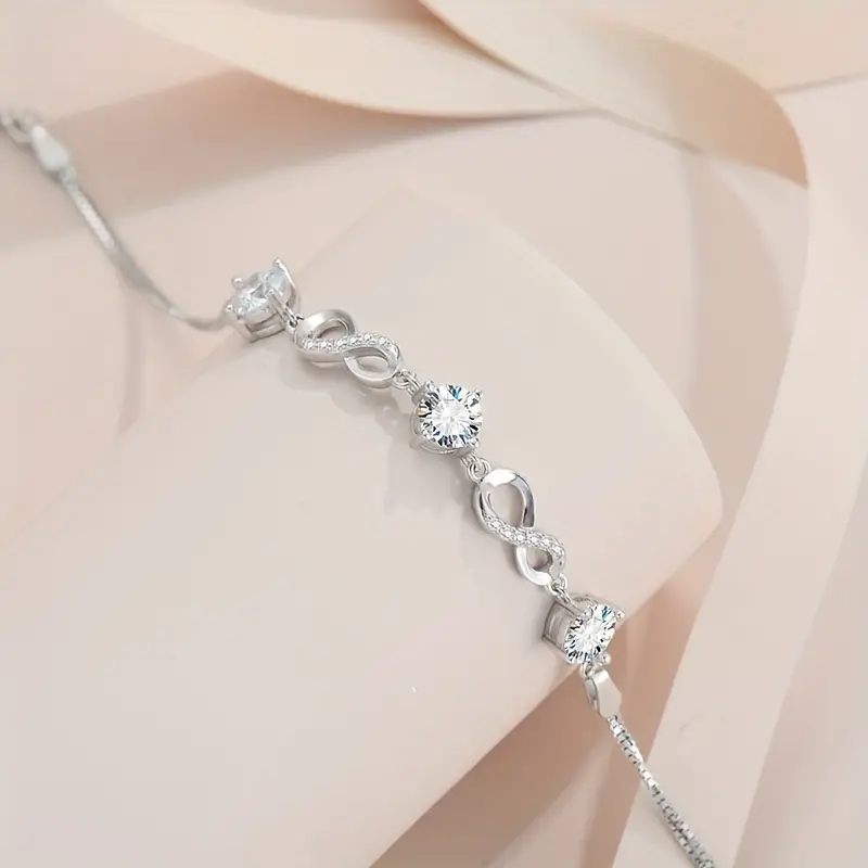 925 Sterling Silver Moissanite Eternity Bracelet