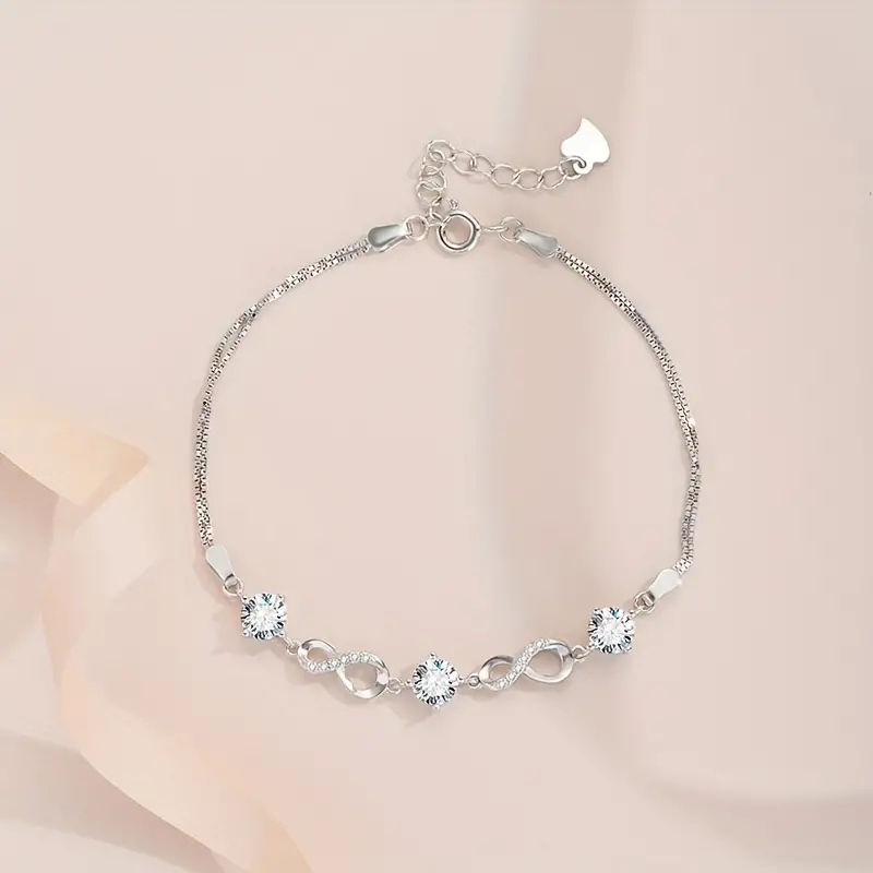 925 Sterling Silver Moissanite Eternity Bracelet