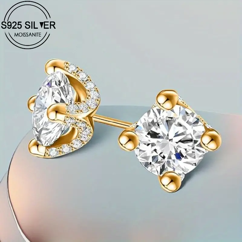 Elegant 925 Sterling Silver Earrings with 1 Carat Moissanite Solitaire