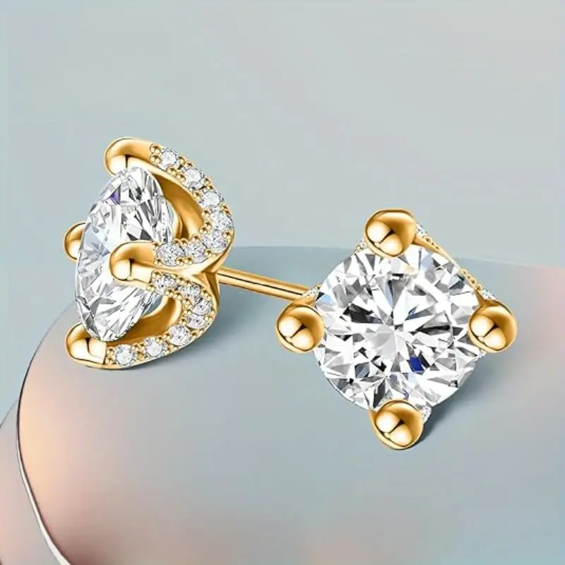 Elegant 925 Sterling Silver Earrings with 1 Carat Moissanite Solitaire