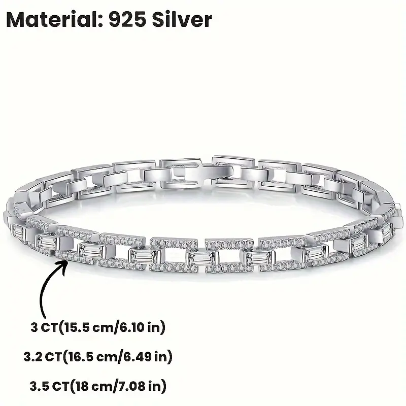 3 Carat Sterling Silver Moissanite Bracelet