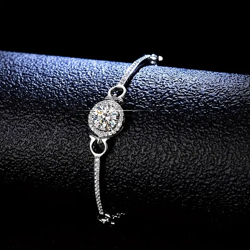 S925 Sterling Silver Bracelet Moissanite Simple Women’s Bracelet