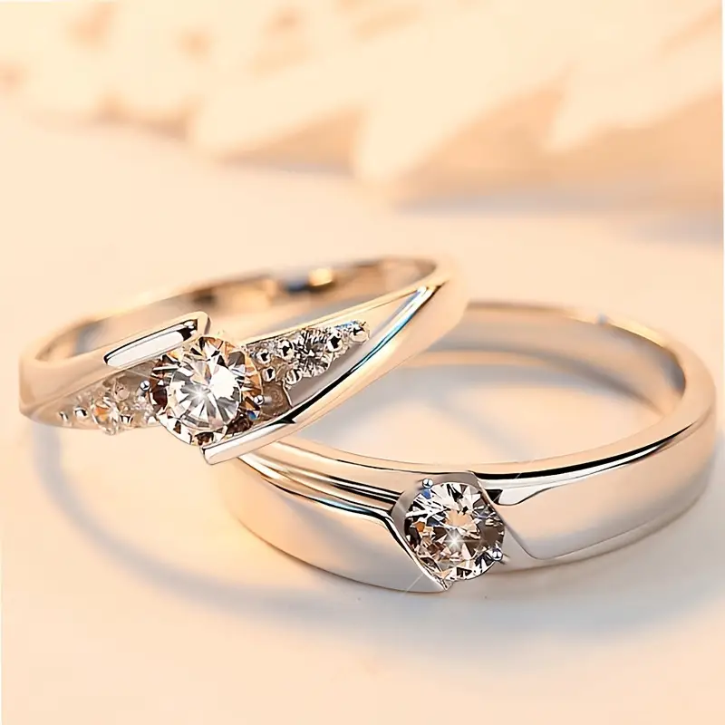 2pcs 925 Sterling Silver 0.5 Carat Moissanite Couple Rings