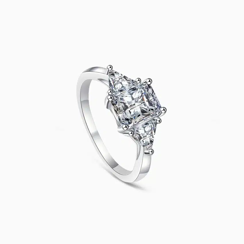 1pc 925 Sterling Silver 2 Carat Moissanite Ring