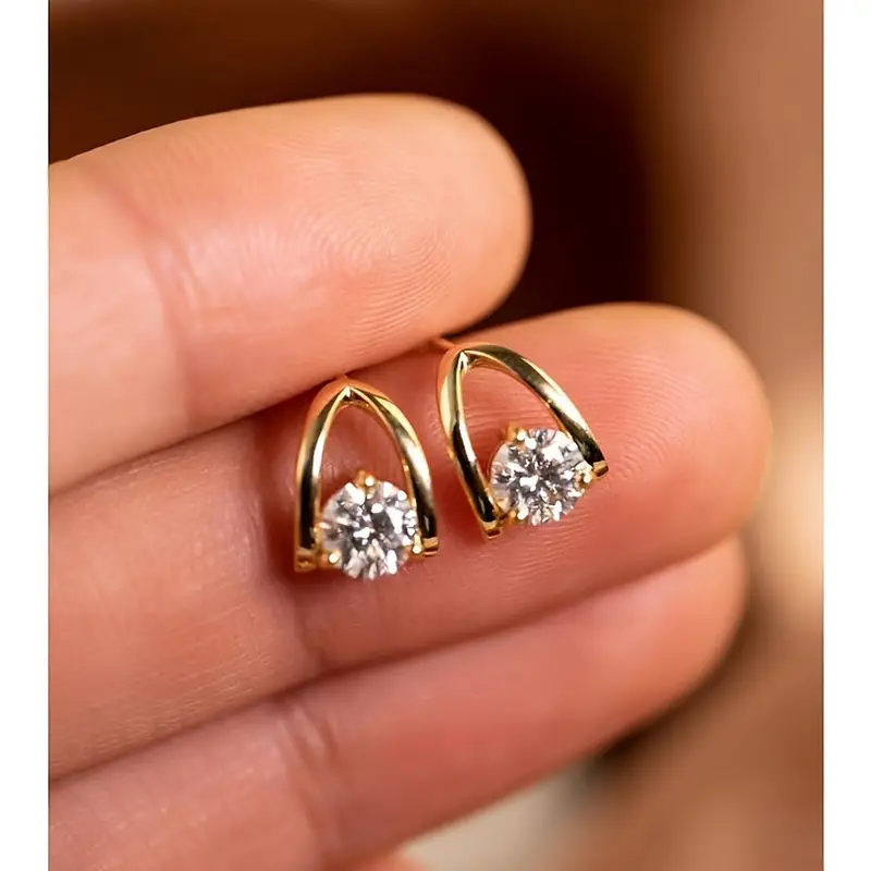 Moissanite pea Golden earrings