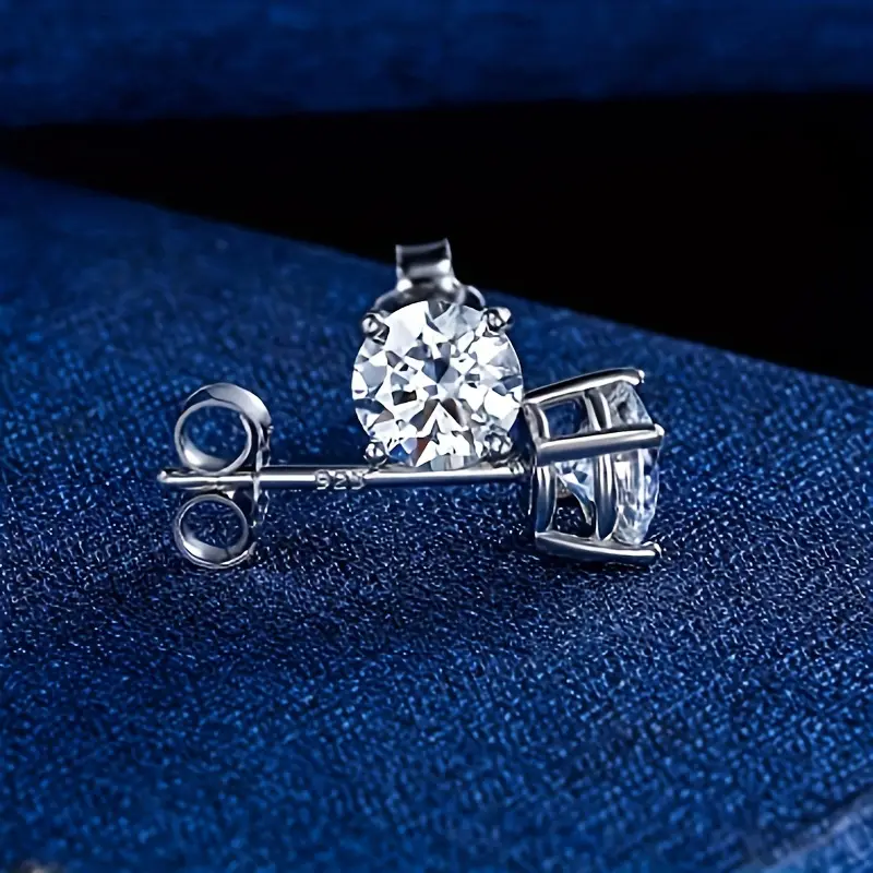 Moissanite Stud Earrings 925 Sterling Silver Earrings For Men