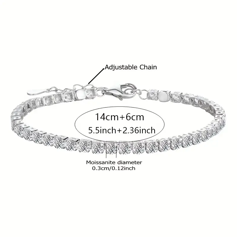 0.5 Carat Sterling Silver Moissanite Adjustable Tennis Link Bracelet