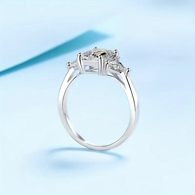 1pc 925 Sterling Silver 2 Carat Moissanite Ring