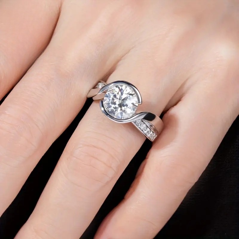 925 Silvery Moissanite 9.0mm Women’s Wedding Ring