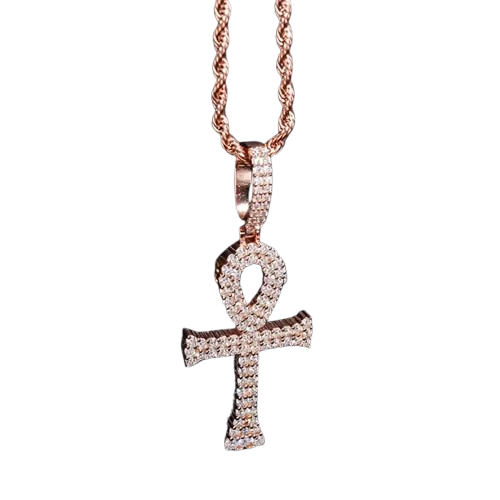 Moissanite Pendant Cross and chain in 925 Sterling Silver