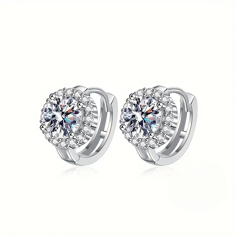 S925 Sterling Silver Moissanite Hoop Earrings