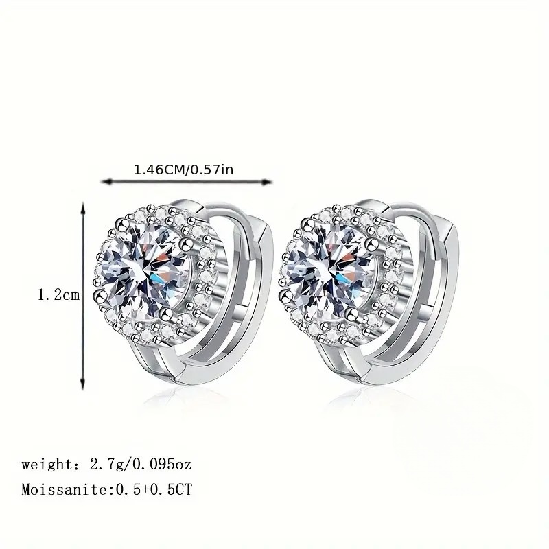 S925 Sterling Silver Moissanite Hoop Earrings