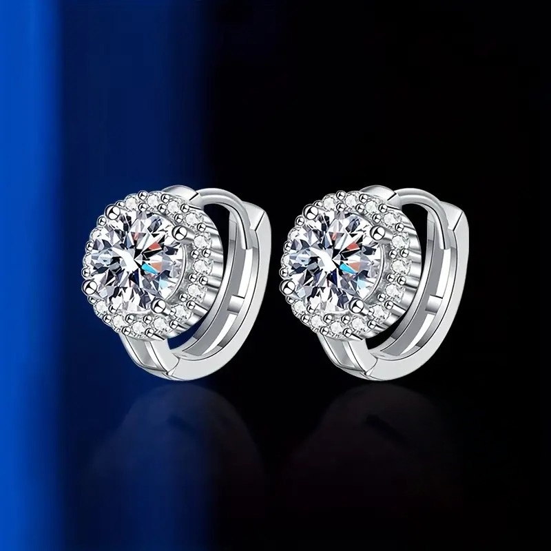 S925 Sterling Silver Moissanite Hoop Earrings