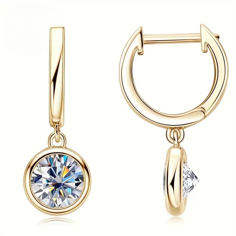 14k Gold Plated Moissanite Earrings