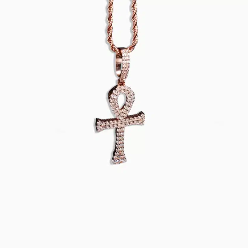 Moissanite Pendant Cross and chain in 925 Sterling Silver