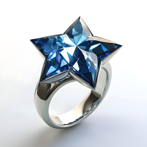 Star Diamond Ring with silver frame