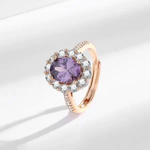 Purple Zircon Rose Gold Jewelry Set – 4-Piece Gift